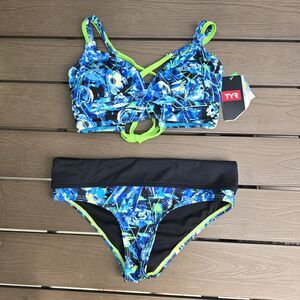 TYR Durafast Women Delphinum Madlin Bralet Top (M) & Riva Bikini (S) New Sample